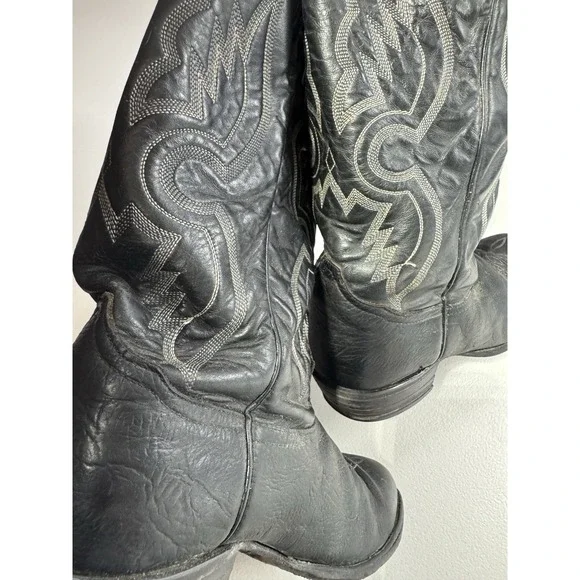 Tony Lama Men's Black Cowboy Boots Style, 9.5 EE - Picture 4 of 9